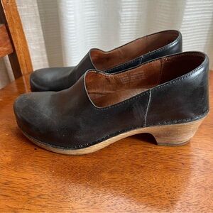 Dansko Black Clogs with Chunky Wooden Heel